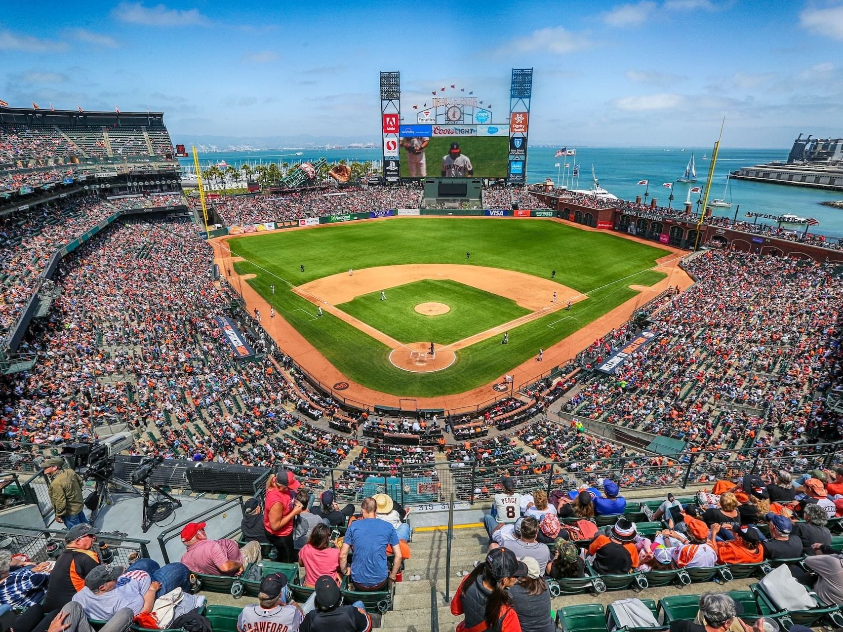 Wide angle view of the Oracle baseball park near Hotel Keen