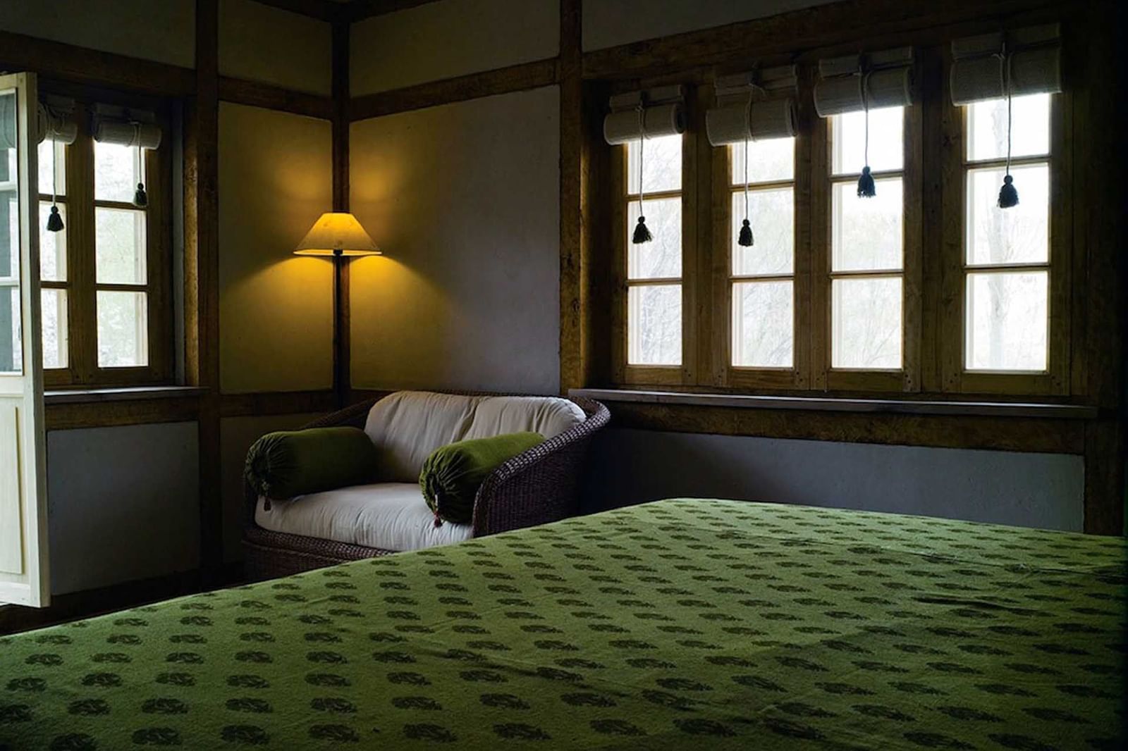 Interior of a bedroom in a hotel room at Serena Khaplu Palace