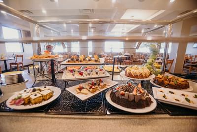 Dessert display in Cafeteria Palmira at Araiza Hotel Calafia