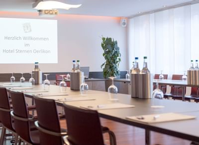 Meeting arrangements in Hans Seminar Room at Hotel Sternen