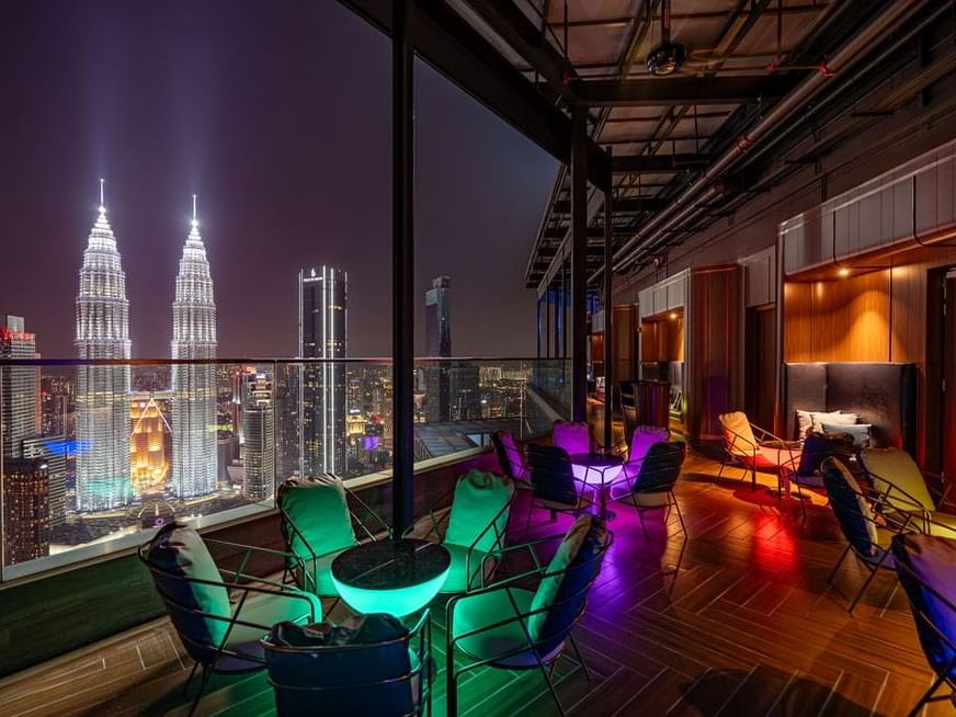 KLCC skyline view in Satellite Restaurant & Bar at Imperial Lexis, Luxury bar in Kuala Lumpur