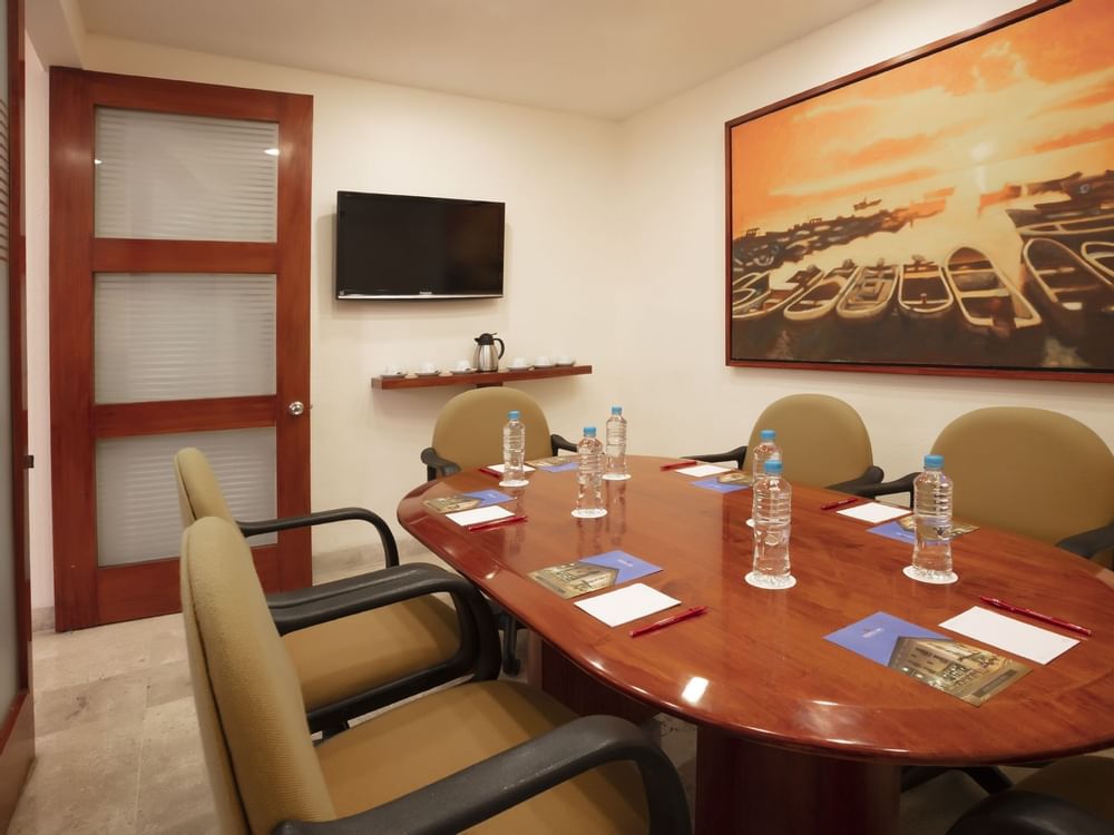 Table set up for a meeting in a Business Centre at Fiesta Inn