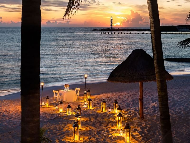 Romance dinner set-up on the beach at Grand Fiesta Americana