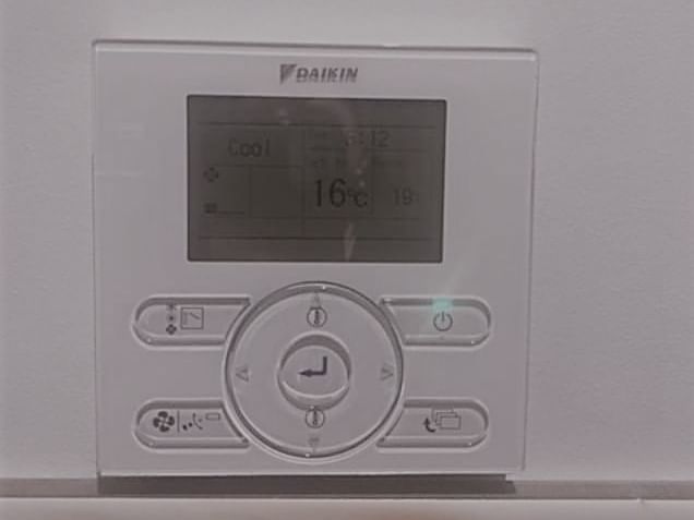 Close-up on the A/C controller at Brady Hotels