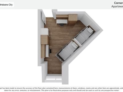 Floor plan of a Corner Twin Share Apartment at UniLodge Brisbane City.
