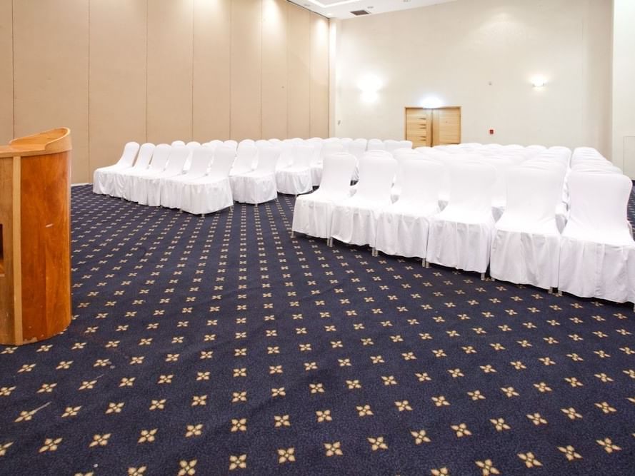 Theatre-style chair set up in Salon Majahua at Gamma Hotels