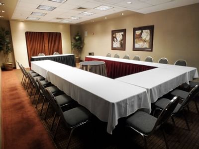 Meeting room with U-shaped table setup at Alexis Park Resort 