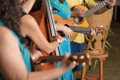 Close-up of band instruments at Ka'anapali Beach Hotel Hawaii
