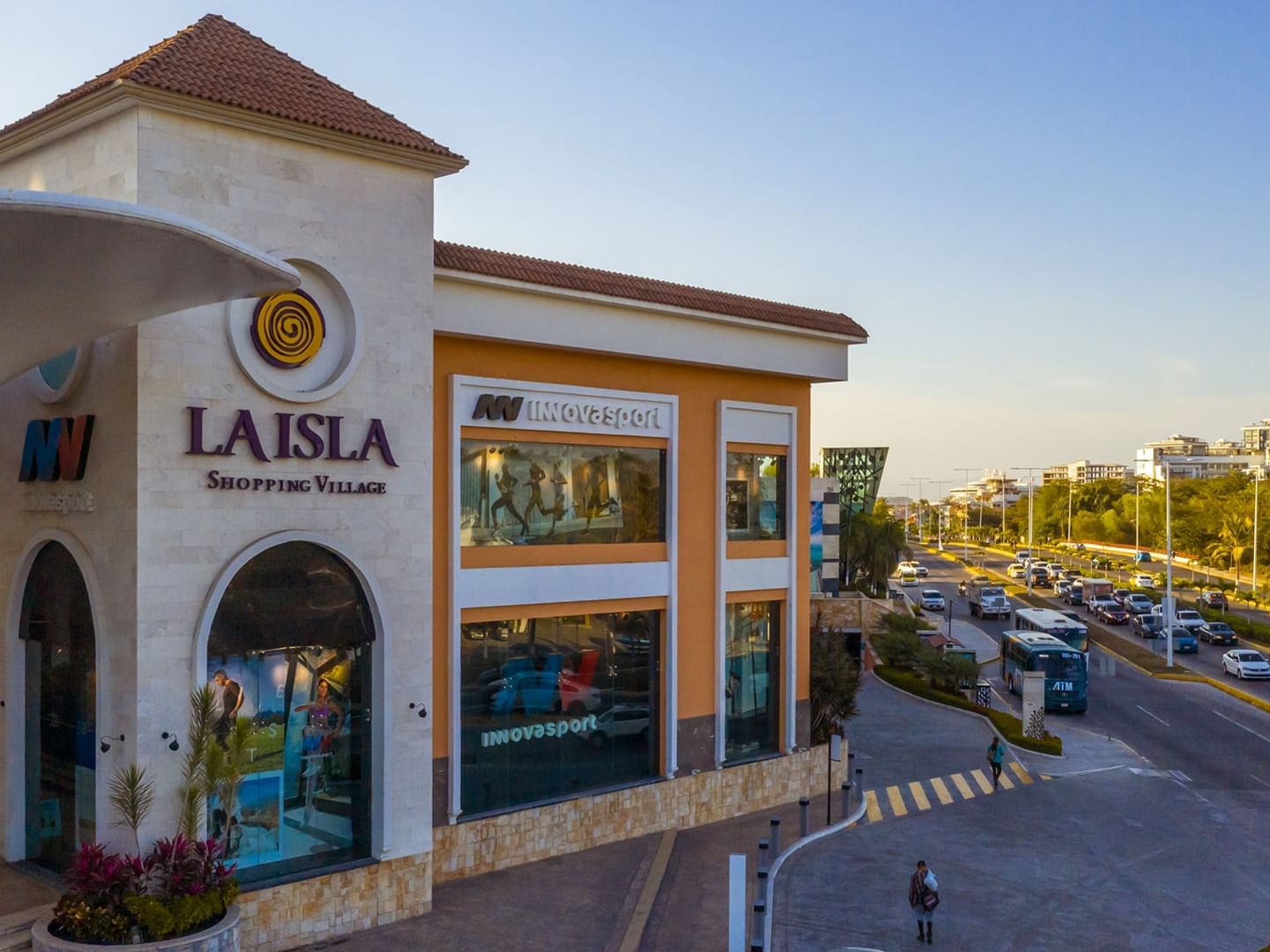 Exterior view of the building of La Isla shopping mall near Plaza Pelicanos Club Beach Resort