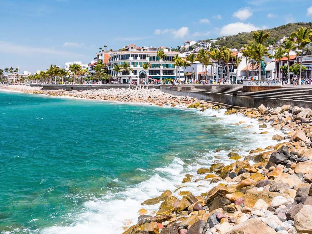 Beach coastline near Puerto Vallarta Malecon, La Colección