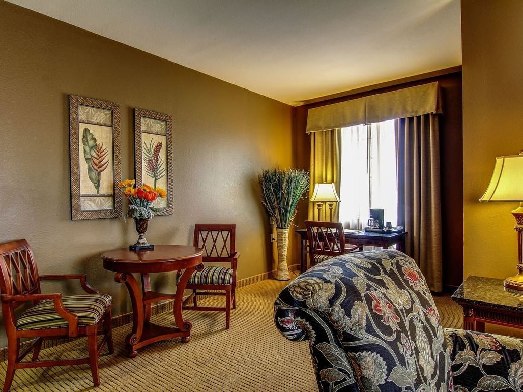 Spacious living area of Executive Suite at The Wildwood Hotel