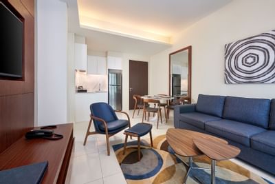 Livingroom with a TV in Duo Suite at Tribeca Serviced Suites