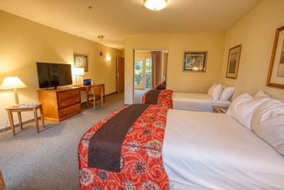 Bed area view of the room at Bear Lodge 