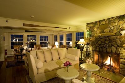Cottage Living Room with fireplace