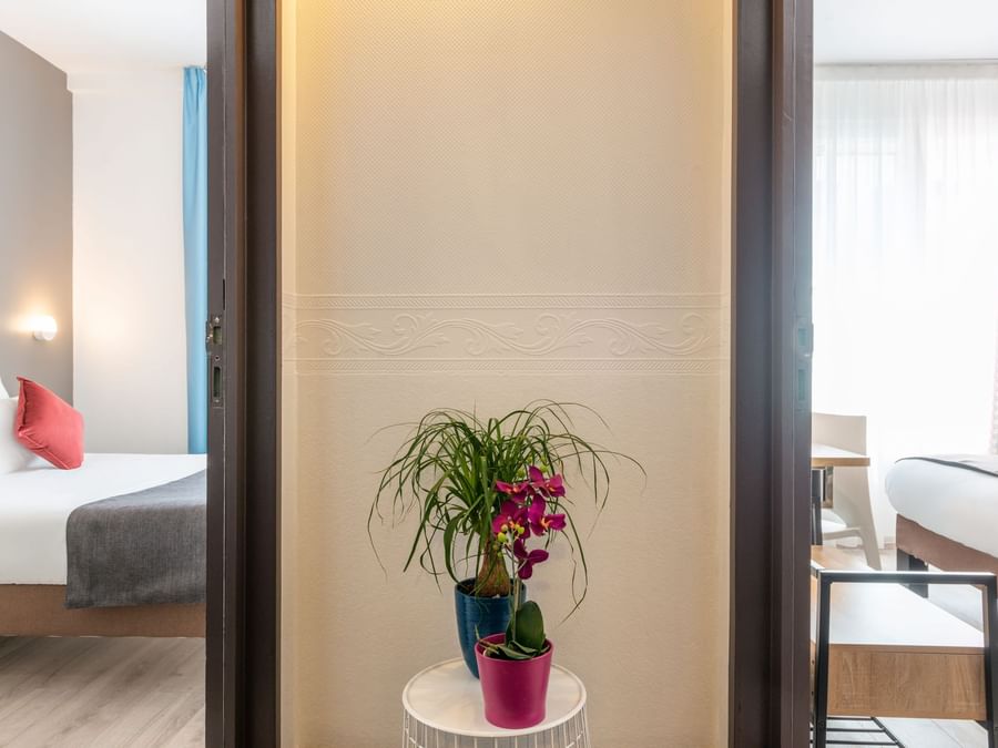 Flower vase arrangements at Hotel notre dame