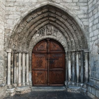 Door at the entrance of Tepla Monastery, Falkensteiner Hotels
