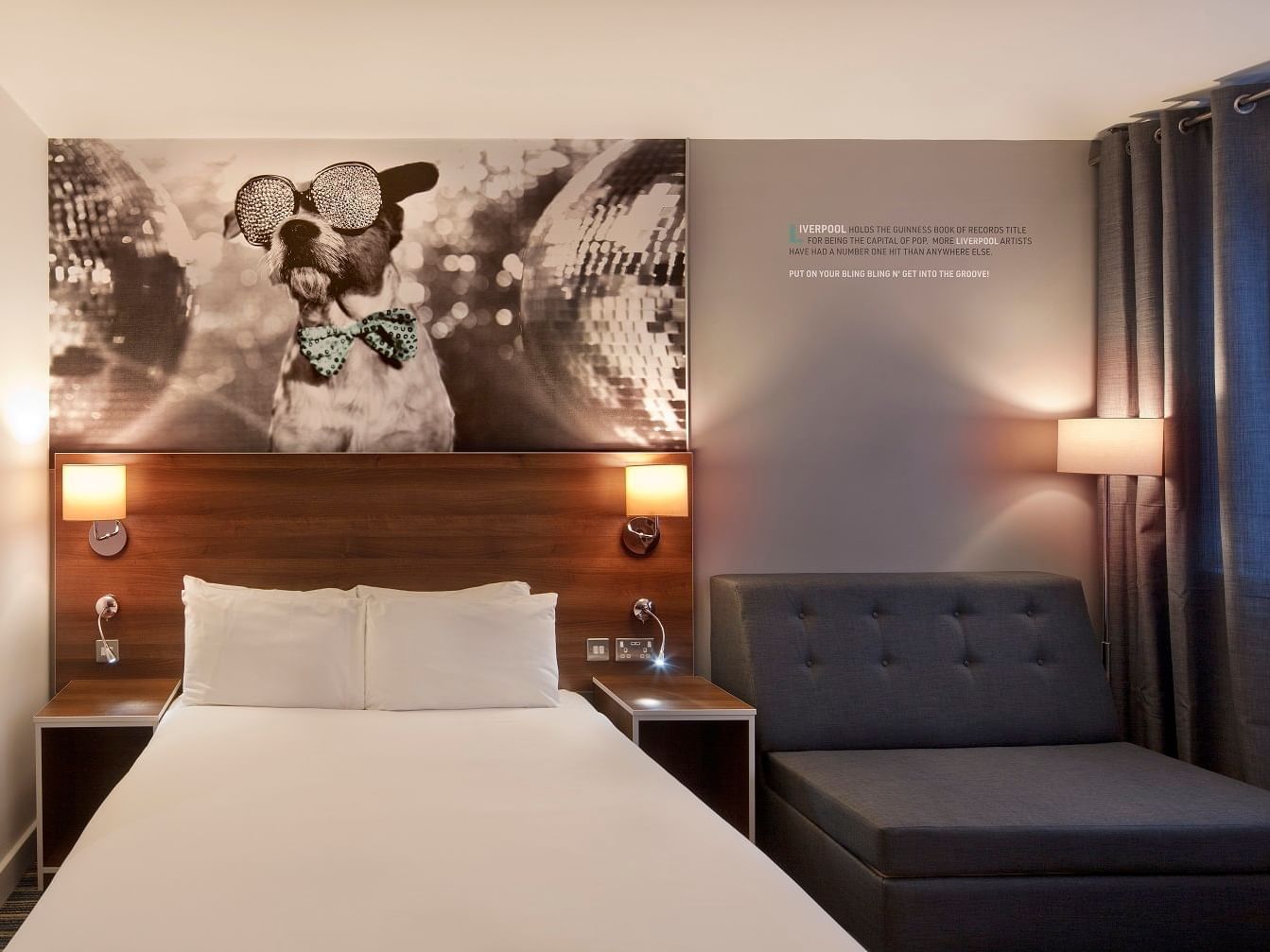 Bed & furniture in an Accessible Room at City Centre Liverpool