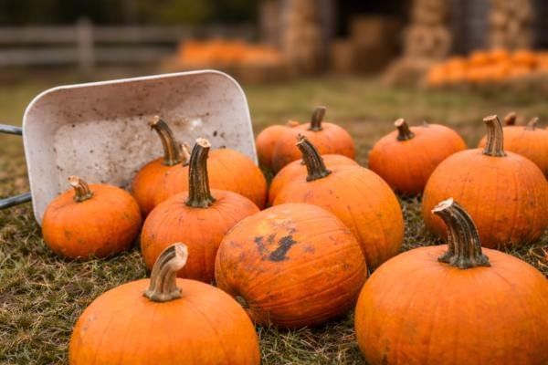 Seasonal pumpkin picking event at Chobham Adventure Farm