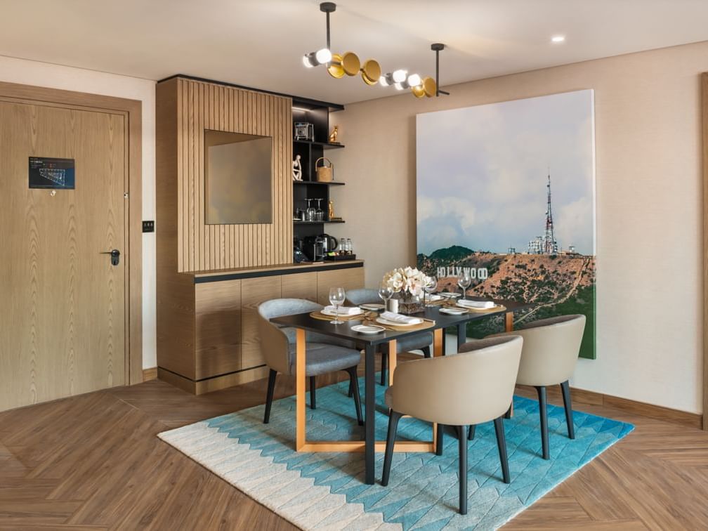 Kitchenette area with dining table in Paramount Suite at Paramount Hotel Midtown