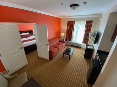 Interior & decor of a living room in King Jr Suite Jacuzzi at The Wilshire Grand Hotel