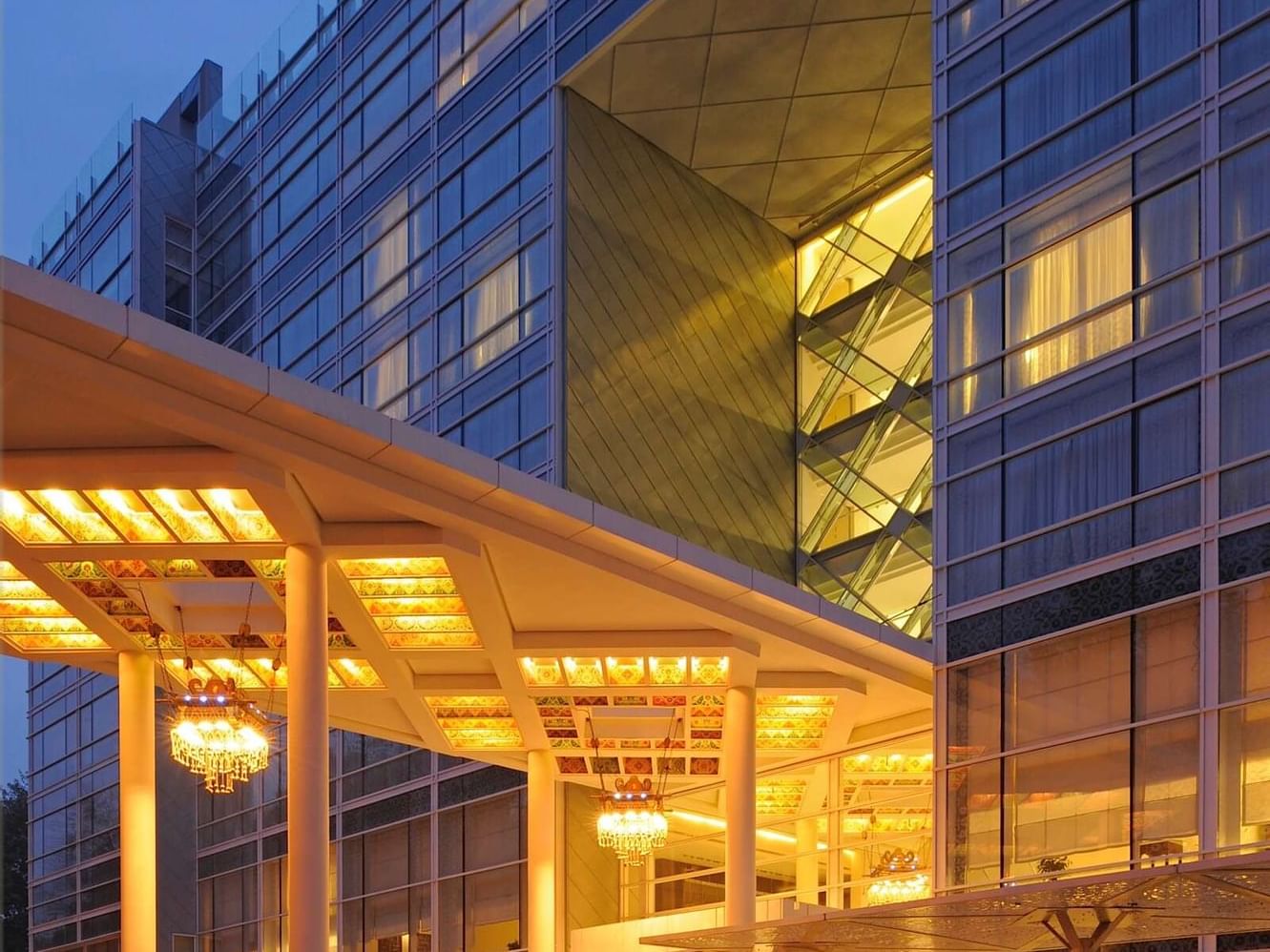 Exterior evening view of the Dushanbe Serena Hotel