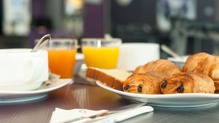 Close up of breakfast served at Hotel La Saulaie
