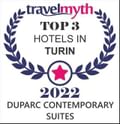 Top 3 Hotels in Turin award logo at Duparc Contemporary Suites