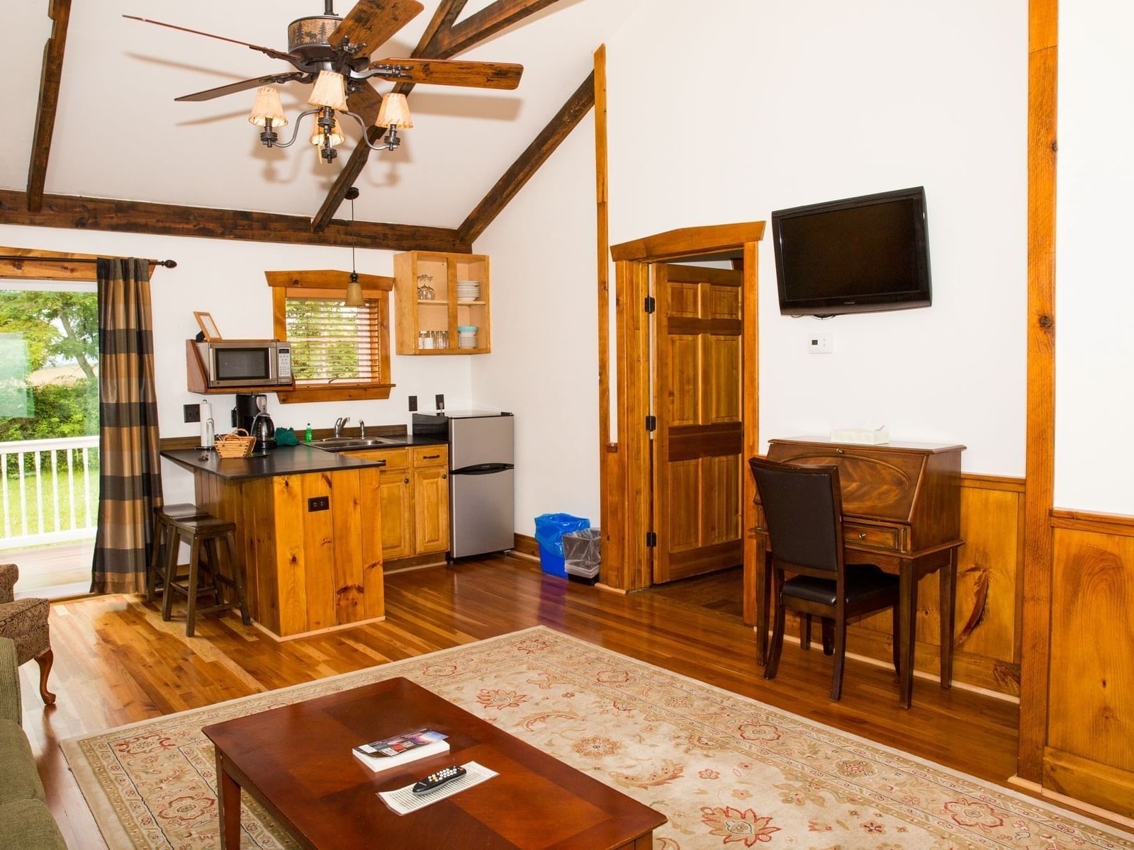 living room with wooden décor