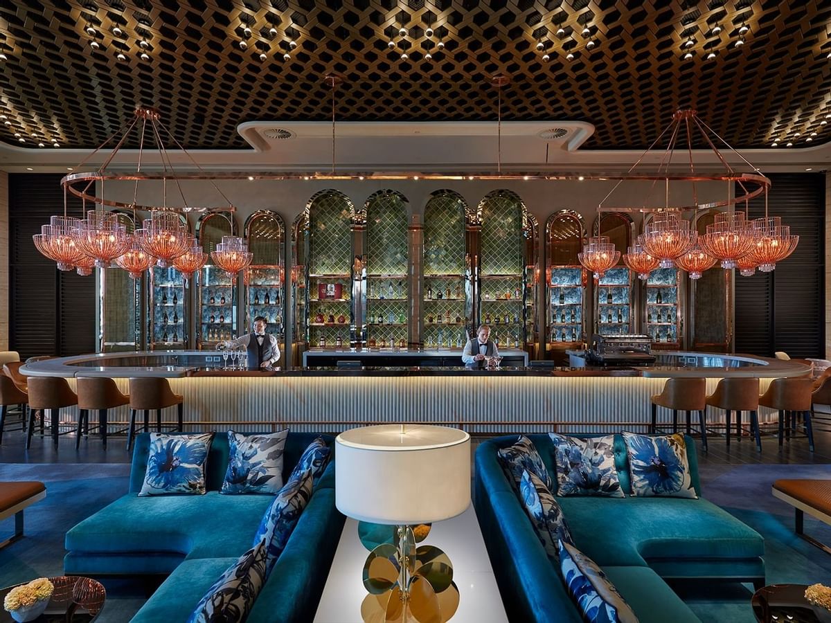 Bar counter & lounge area in the Bar at Crown Towers Perth