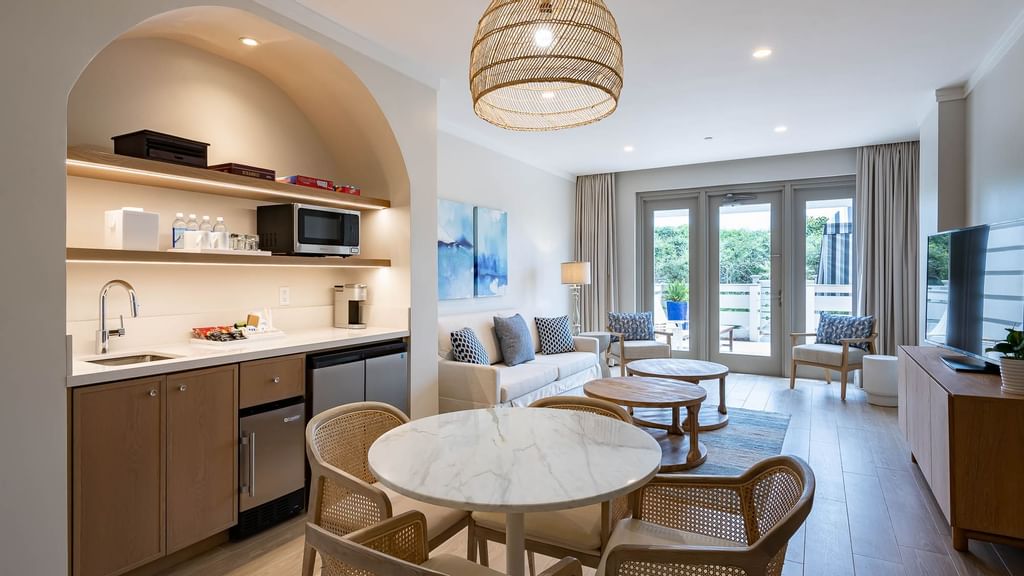 Dining-Living Area in 1-Bedroom Family Suite at WaterColor Inn