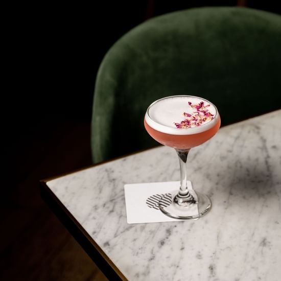 Close-up of cocktail on a table in BAR THIRTY6 at Pullman Sydney Hyde Park