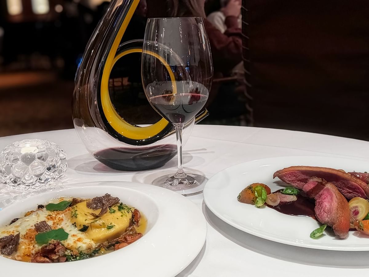 Bearfoot Bistro wine and dinner items