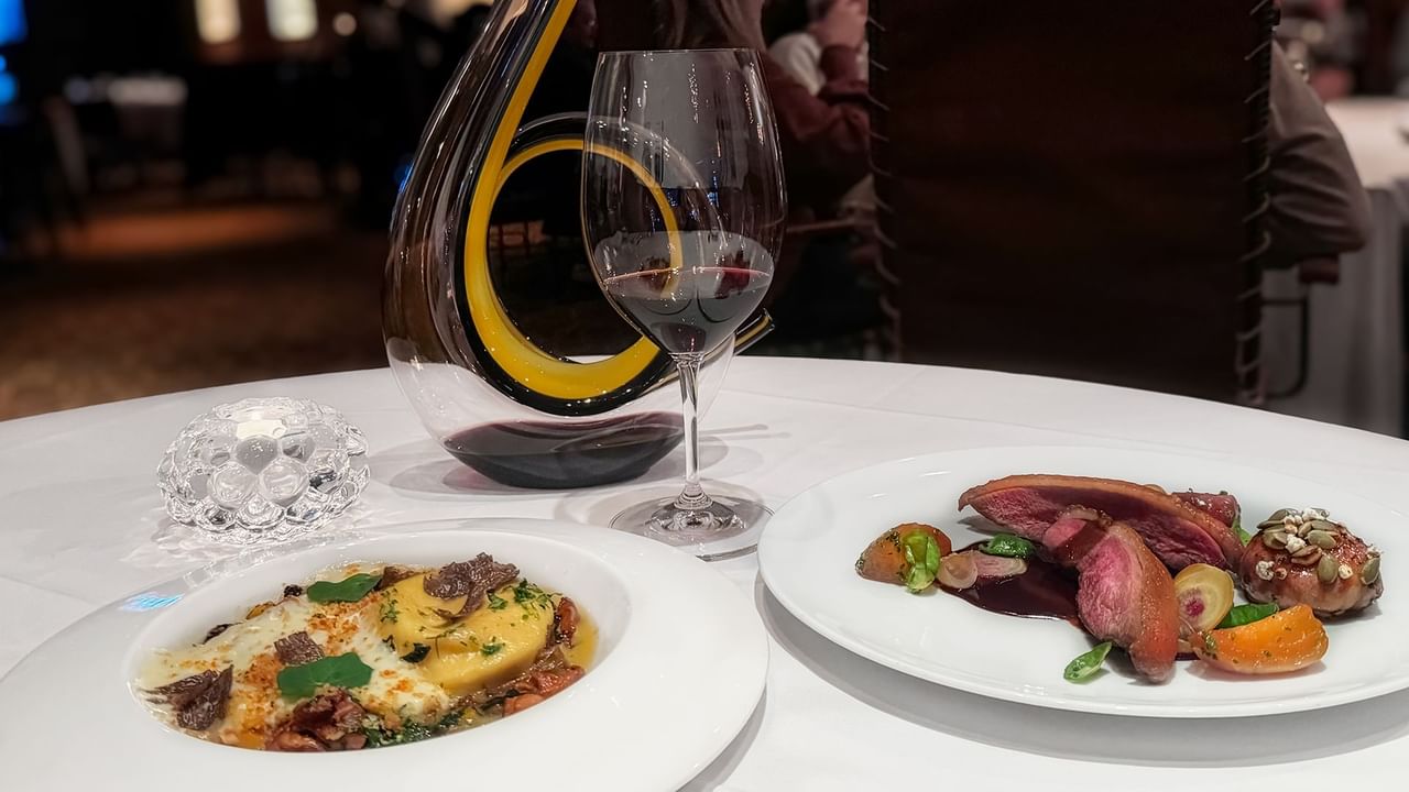 Bearfoot Bistro wine and dinner items