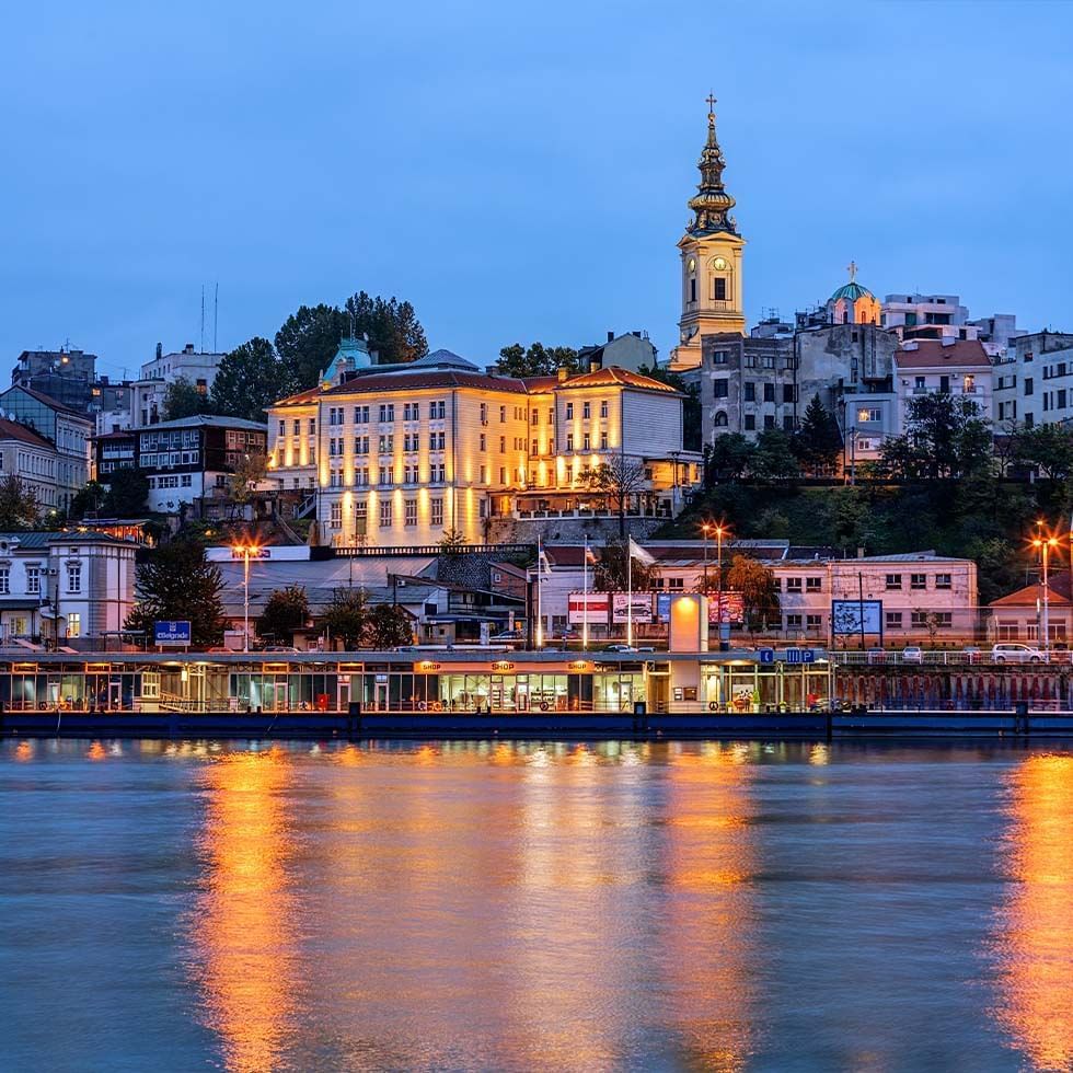 Zemun city in the evening near Falkensteiner Hotels