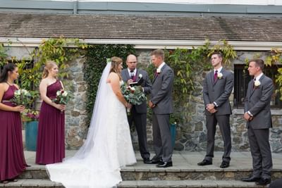 Outdoor wedding ceremony held at Pendray Inn & Tea House