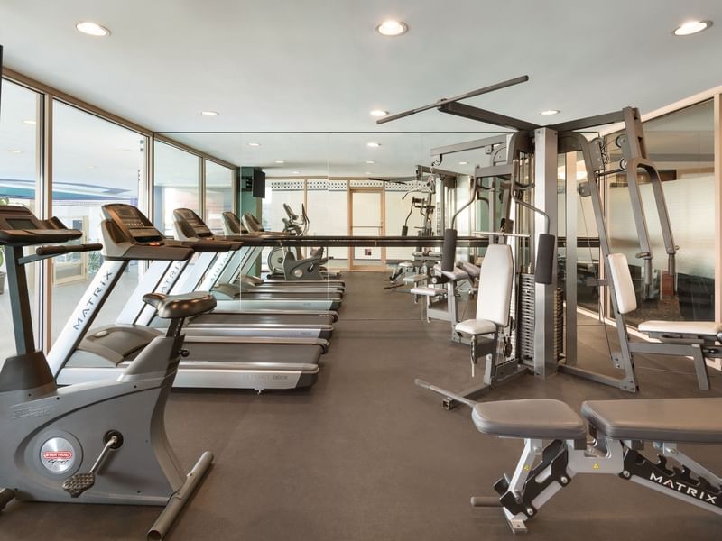 Fitness centre with treadmills and workout equipment