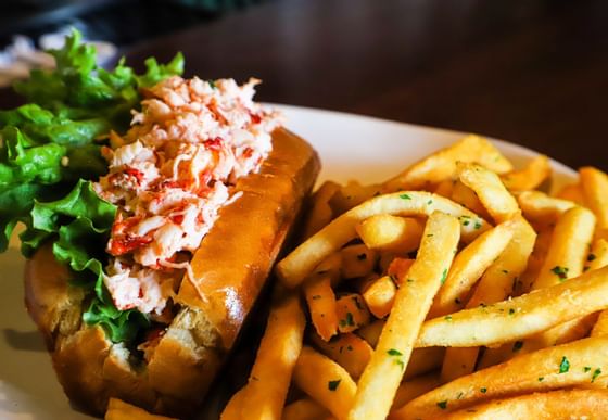crab roll and fries