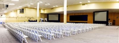 Theater set-up in Exhibition Centre at Honor’s Haven Retreat