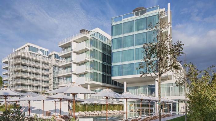 The exterior of Falkensteiner Hotel & Spa Jesolo on a sunny day