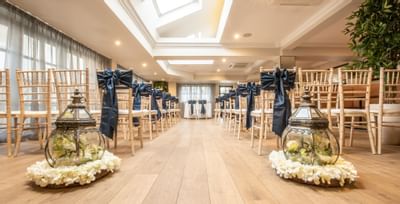 Chair arrangement for a wedding at Villiers Hotel