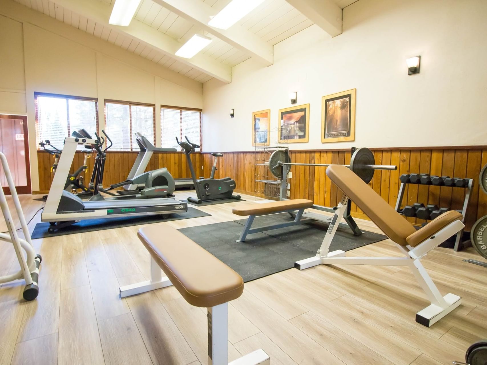 Exercise machines in fitness canter at Granlibakken Tahoe