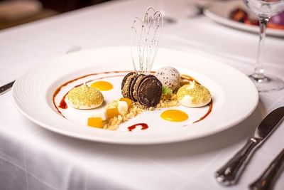Close-up of a served dessert at Hotel Plaza San Francisco