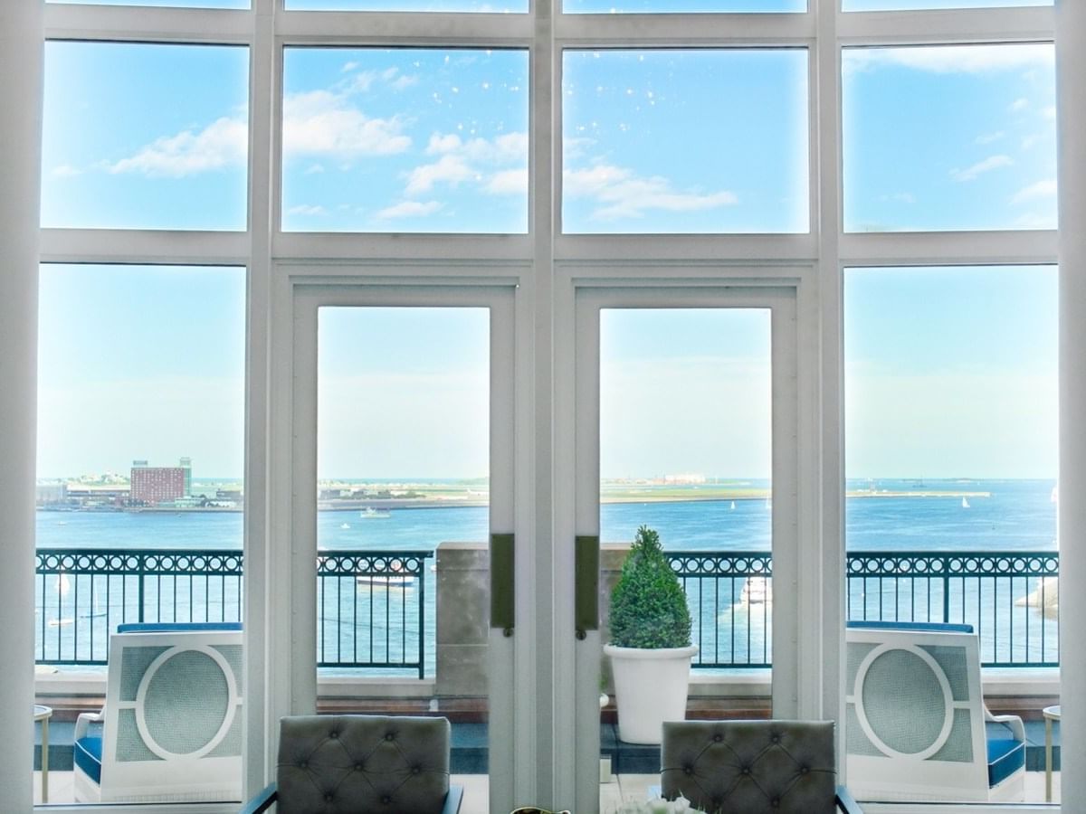 View of the most expensive hotel penthouse suite of Boston Harbor Hotel