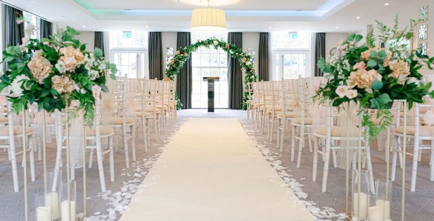 Chair arrangement for wedding ceremony at Gorse Hill