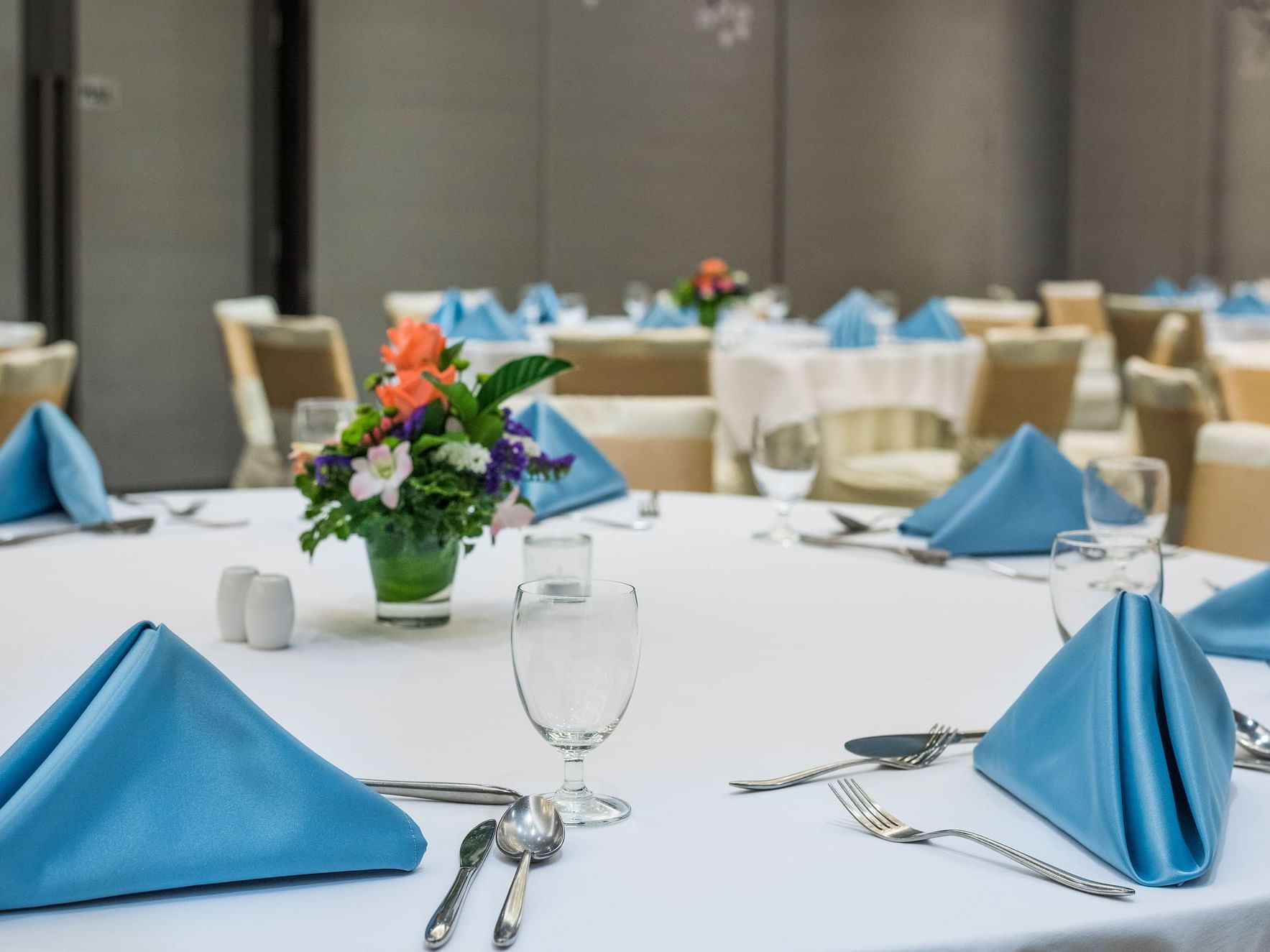 Tableware setup in the event room at Chatrium Residence Sathon