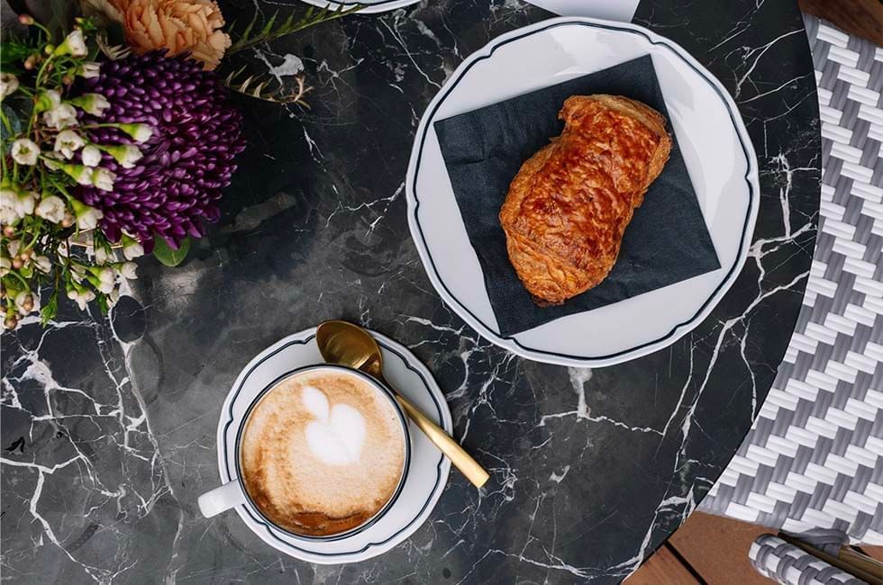Coffee and croissant served at Gansevoort Meatpacking NYC