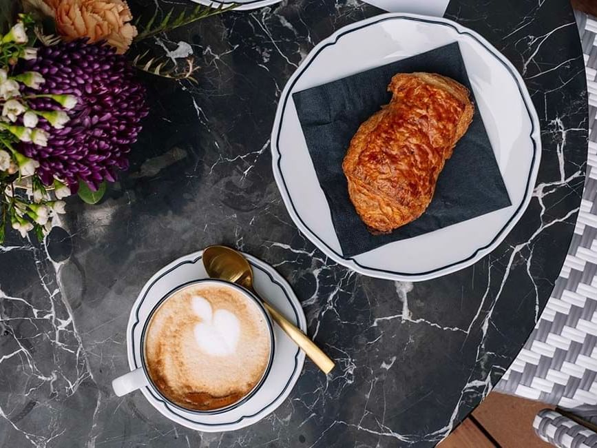 Coffee and croissant served at Gansevoort Meatpacking NYC