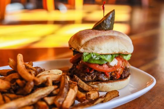 hamburger and fries