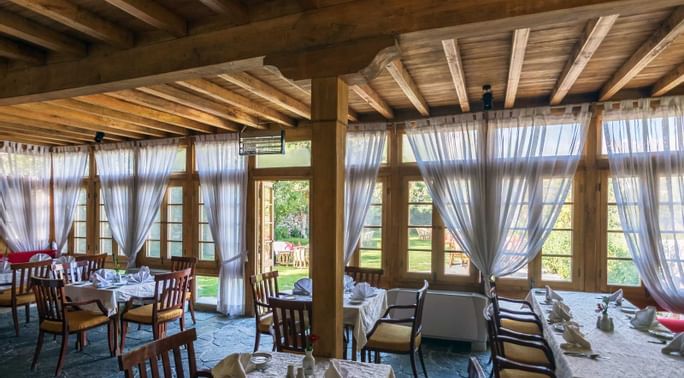 Interior of Sarfa Khar Restaurant at Serena Khaplu Palace