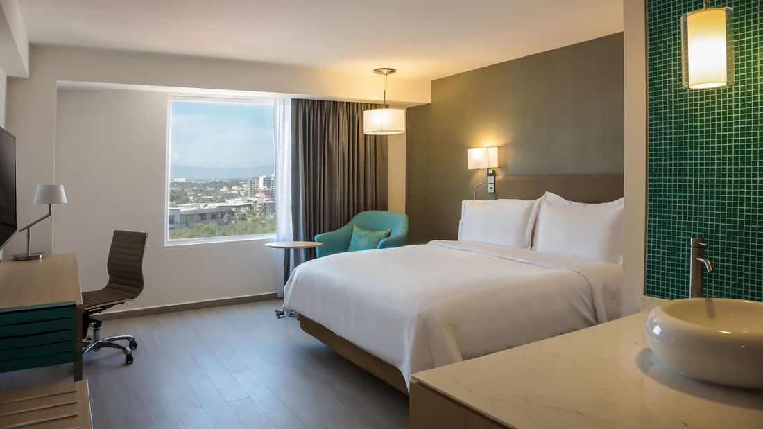 Bed in Room with a View, 1 King at Fiesta Americana Travelty